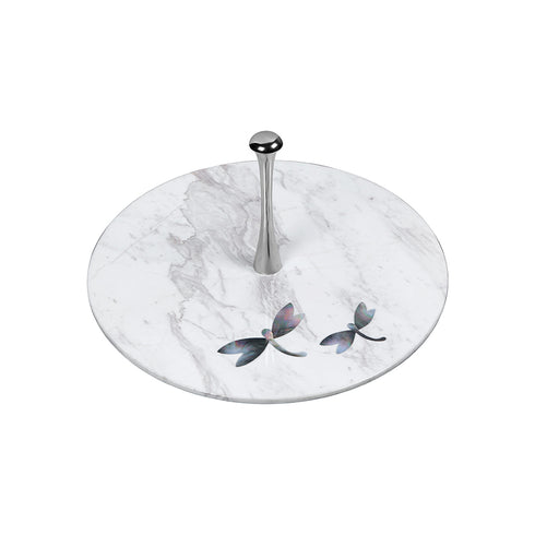 Marble Single Tier Tray with Handle